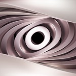 Futuristic abstract image with layered designs creating a sense of depth and motion.
